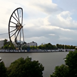 generated: a view of the Milllenium Wheel from the Thames #2